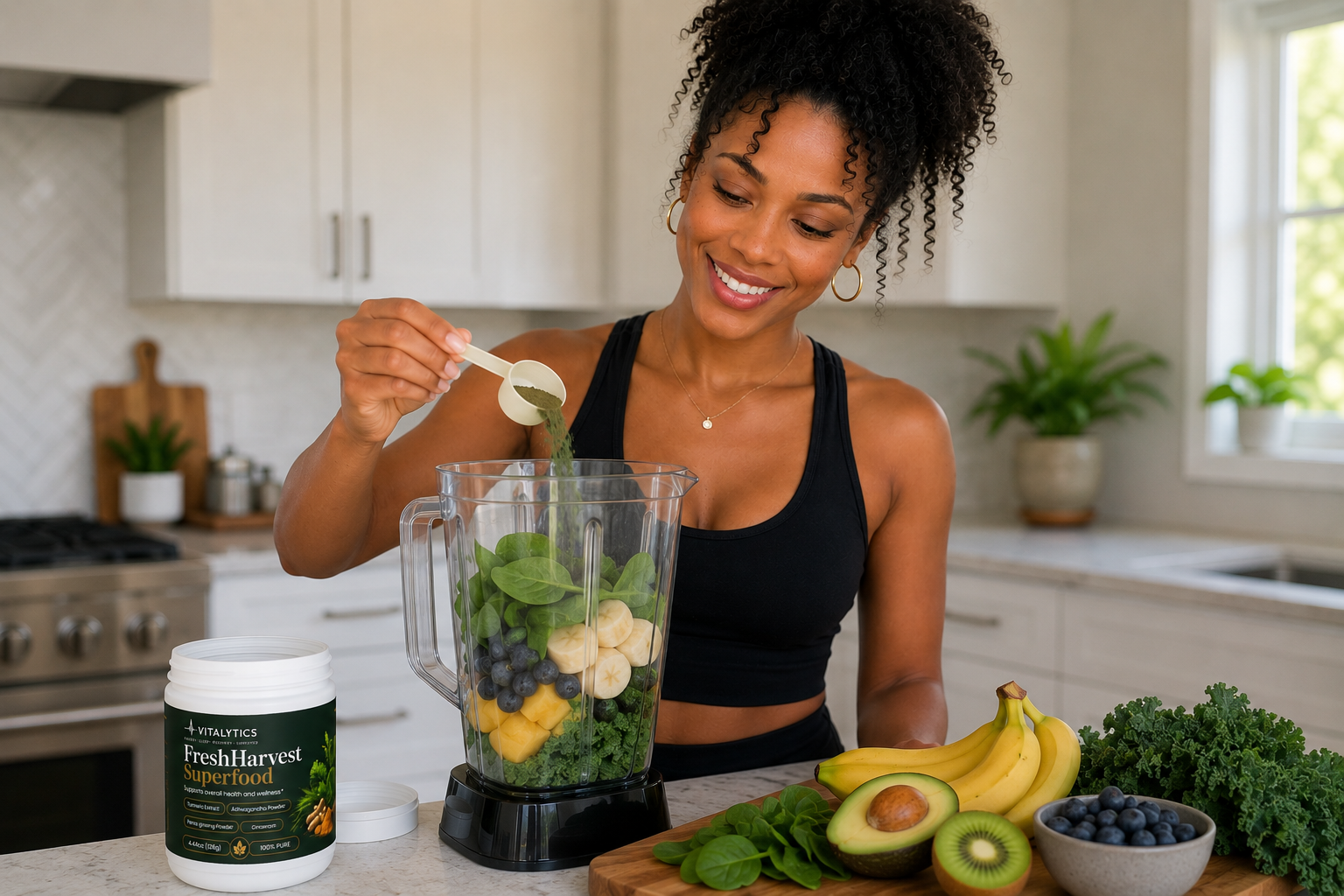 Mixing Fresh Harvest greens powder