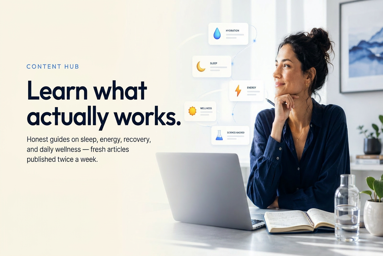 Learn — honest guides on sleep, energy, recovery, and daily wellness