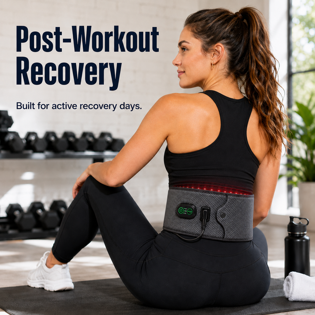 Vitalytics Restore Belt — Red Light Therapy Lower Back Recovery Belt with 660nm & 850nm Dual-Wavelength LEDs